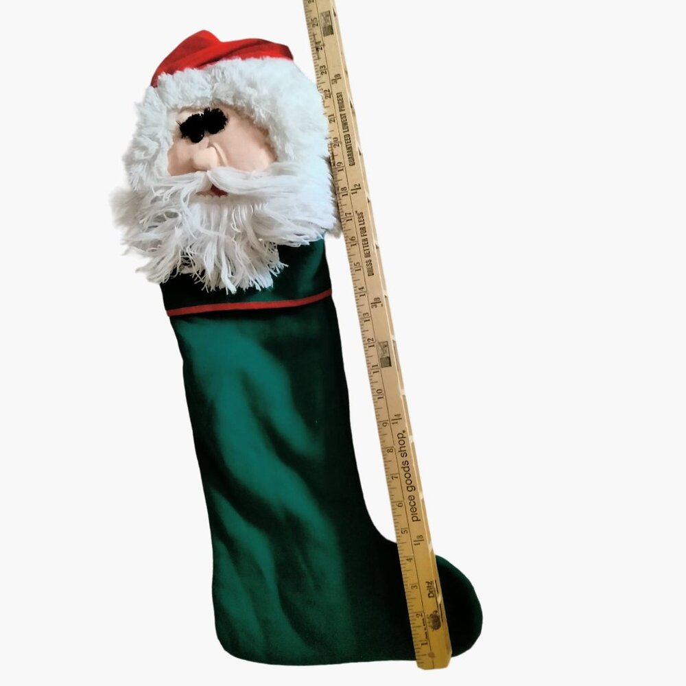 Santa Claus Christmas Stocking Large 24 Inches Plush head Handmade - Picture 4 of 5